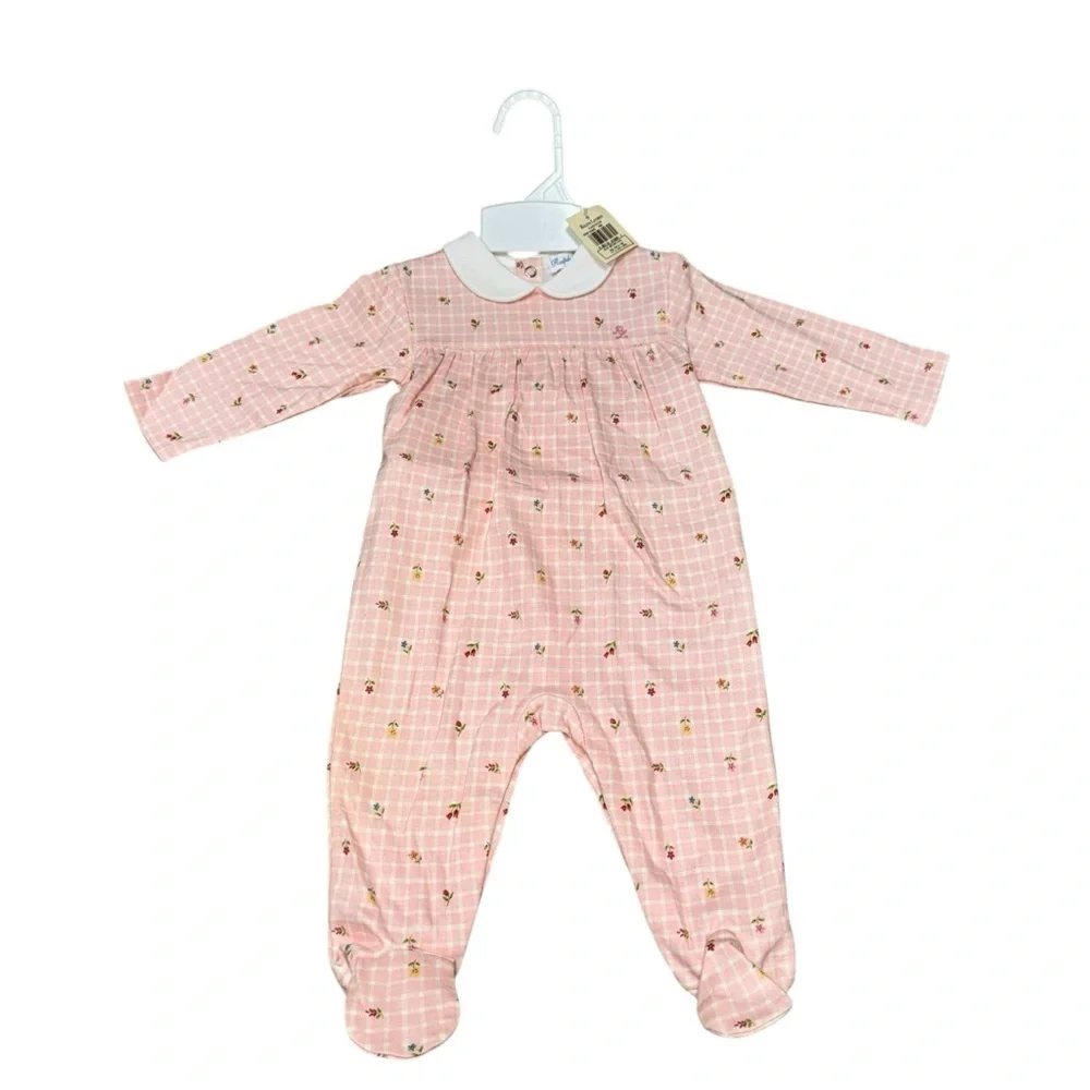 Ralph Lauren Baby Girl's Size 6-9 Months Footed Sleeper NWT Floral Vintage 1990s